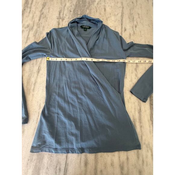 Lauren Ralph Lauren Blue Knit Surplice Top Size Small Elegant Classic Office - Picture 7 of 7